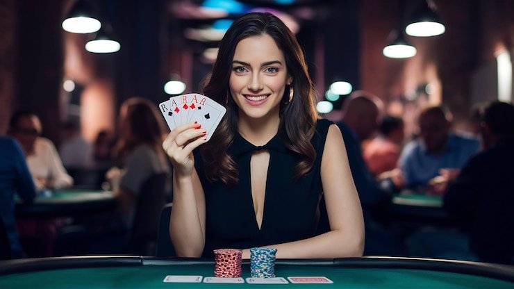 lucky7 ব্ল্যাকজ্যাক টেবিলে কার্ড বিতরণের দৃশ্য